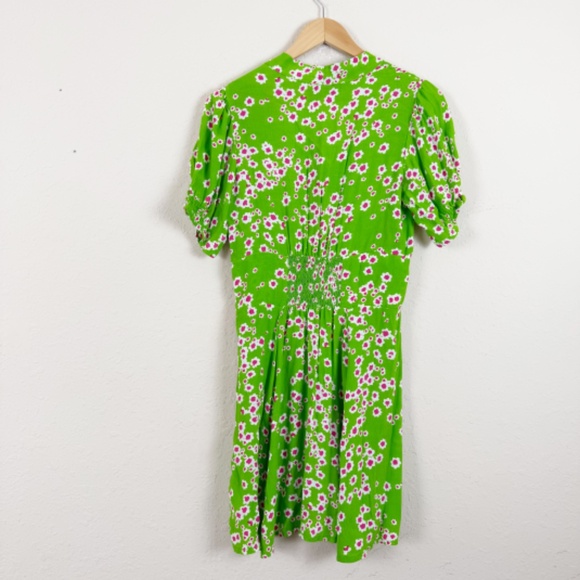 Faithfull The Brand Laurel Green Floral Mini Dress Size 4 - Picture 6 of 6